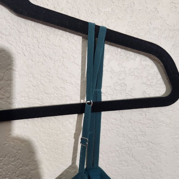 White House Black Market Tank Top XS Petite Teal Pleated Whimsigoth Coquette - Picture 4 of 14